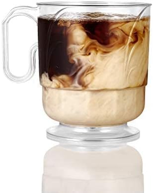Lillian Tablesettings Elegance 320 Pack 8 oz Heavyweight Disposable Clear Coffee Mugs with Handle, Plastic Tea & Hot Beverage Cups, Crystal Clear Drinkware for Parties & Catering