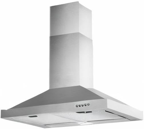 Tieasy Wall Mount Range Hood 30 inch with Ducted/Ductless Convertible Duct, Stainless Steel Chimney-Style Over Stove Vent Hood with LED Light, 3 Speed Exhaust Fan, 450 CFM