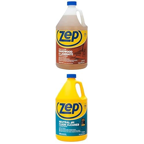 Zep Hardwood and Laminate Floor Cleaner Neutral PH Industrial Floor Cleaner - ZUHLF128 1 Gallon & ZUNEUT12 1 Gallon - Remove Spots, Stains and Scuffs