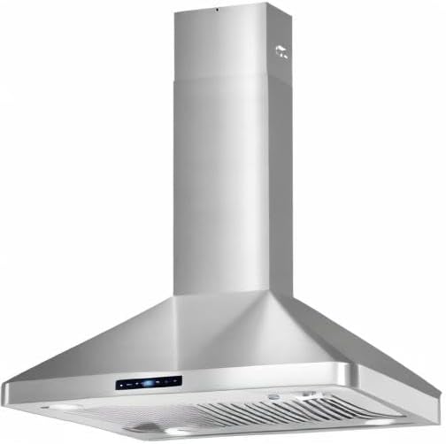 COSMO COS-63ISS75 30 in. Lumin Collection 380 CFM Ducted Island Range Hood, Soft Touch Controls, LED Lights, Stainless Steel