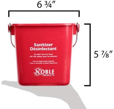 Small Red Sanitizing Bucket - 3 Quart Cleaning Pail - Set of 3 Square Containers, Plastic