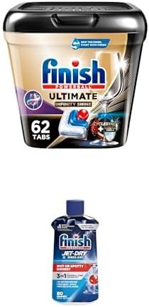 FINISH Ultimate Plus Infinity Shine Dishwasher Pods, 62 Count + Finish Jet-Dry Rinse Aid, Dishwasher Rinse Agent & Drying Agent, 8.45 Fl Oz