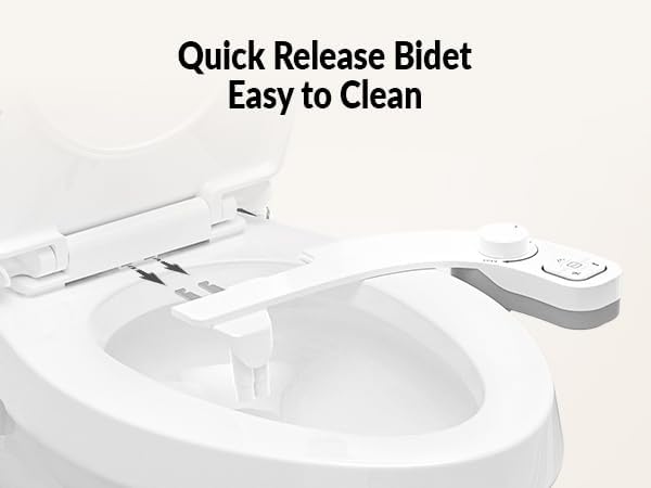 Left Hand Bidet Toilet Seat Non-Electric,Fits Elongated Toilets - Soft Close Lid,Quick-Release for Easy Cleaning - Dual Nozzle System with Self Cleaning,Adjustable Water Pressure