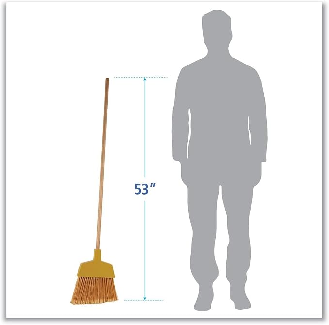 Boardwalk 932ACT Angler Broom, Plastic Bristles, 53-Inch Wood Handle, Yellow, 12/Carton