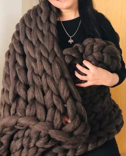 Natural Wool Bulk roving Yarn, 2 lb. Best Wool Spinning,Giant arm Knitting, Felting, Chunky Blankets Tapestry thow XXL Plaid un-Dyed. (Dark Brown Chocolate, 2 lb)