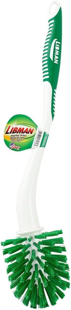 LIBMAN Curved Toilet Brush - 3 Pk Angled Toilet Bowl Brush with Long Handle - Bathroom Bowl Cleaning