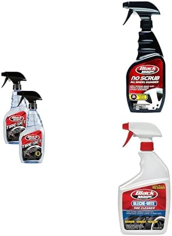 Black Magic 120217 Tire Wet 23oz (2pk), BM41023 No Scrub Wheel Cleaner 23oz and 120066 Bleche-Wite Tire Cleaner 23oz - Powerful, Easy-To-Use Formulas to Handle All Steps To Clean Your Wheels