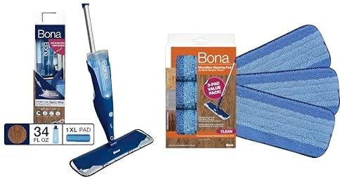 Bona Hardwood Floor Premium Spray Mop + Microfiber Cleaning Pad Value 3-Pack