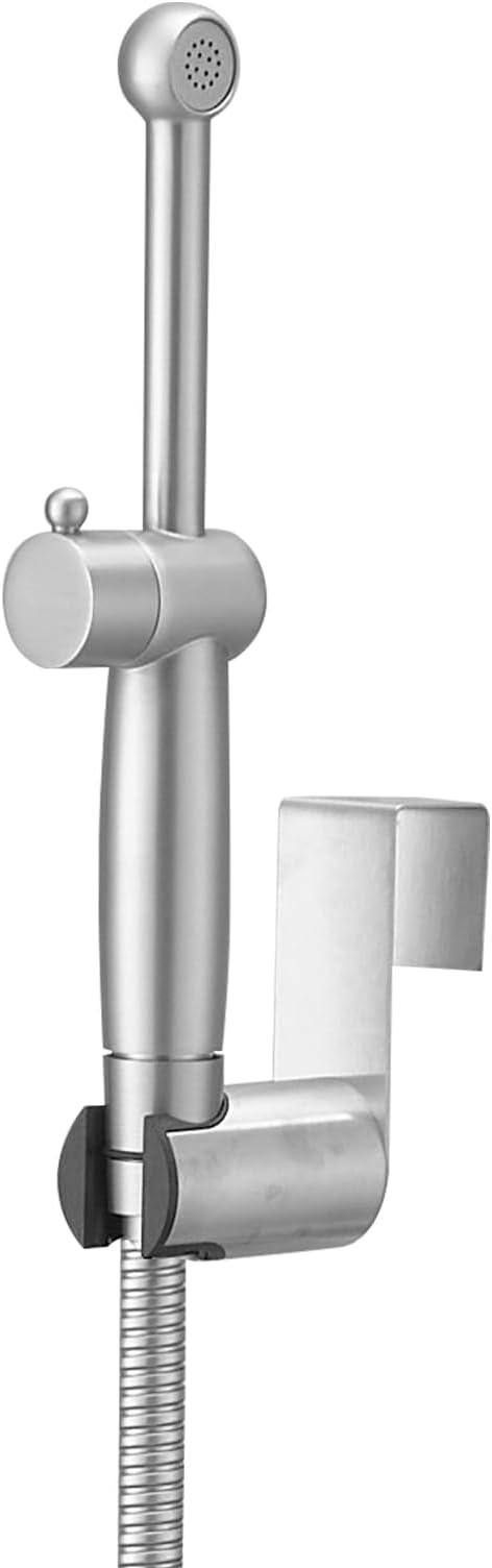 Brushed Nickel Bidet Sprayer Set, Handheld Bidet Taps Attachment for Toilet with Adjustable Water Pressure, Solid Brass Bidet Attachment Set