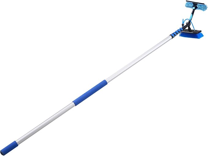 VEVOR Solar Panel Cleaning Kit, 39 ft, Water Fed Pole Kit with Cleaning Brush, Soap Dispenser, Extendable Aluminum Telescopic Pole, 180° Rotatable Brush Head, for Roof Mounted Solar Panels, Windows