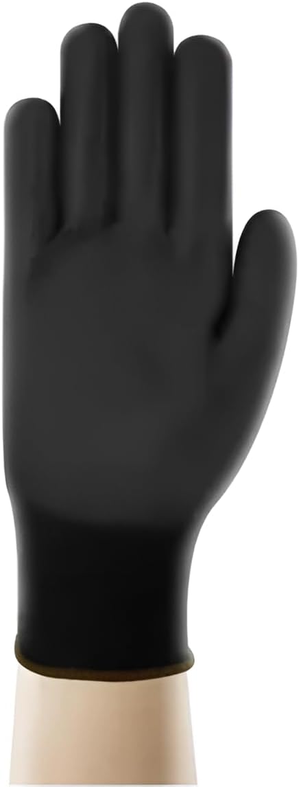 Ansell EDGE 48-126 Abrasion-Resistant Polyester Nitrile Industrial Gloves w/Knitted Liner for Auto, Machinery - Black