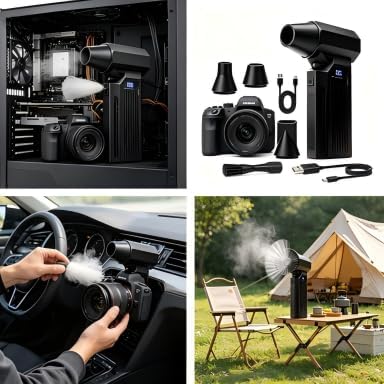 Compressed Air Duster, 130,000RPM Ultra-Powerful Cordless Electric Air Duster, 4-Gear Adjustable Air Blower for Keyboard.with 8000mAh Rechargeable Battery, for Keyboard, Computer, Car, Home Clean 