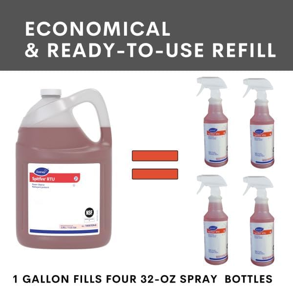 Spitfire Diversey SC 100870948 RTU Liquid Power All-Purpose Cleaner, Heavy Duty Degreaser for Shops & Kitchens, Pine Scent, Ready-to-Use Refill, 1-Gallon