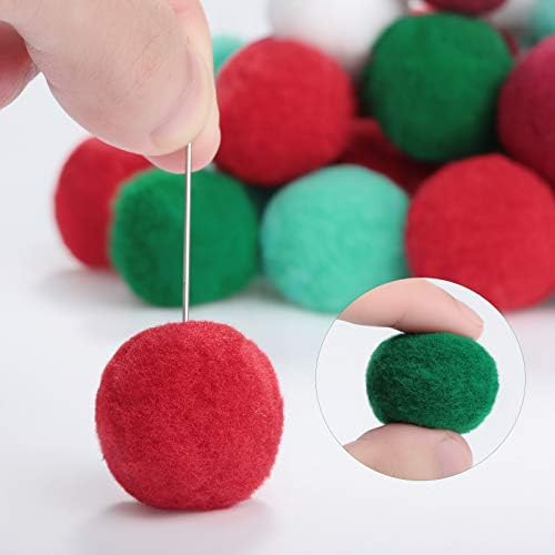 Syhood 200 Pcs Felt Balls Christmas Pom Poms Craft Handmade Red Green White 3 cm Felted Beads for DIY Christmas Garland Decorations Art Crafts