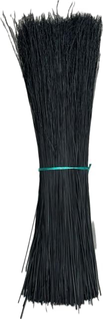1 Pound Bundle Natural or Dyed/Colored Broomcorn Hurl for Broom Making and Crafting (Black, 20 Inch)