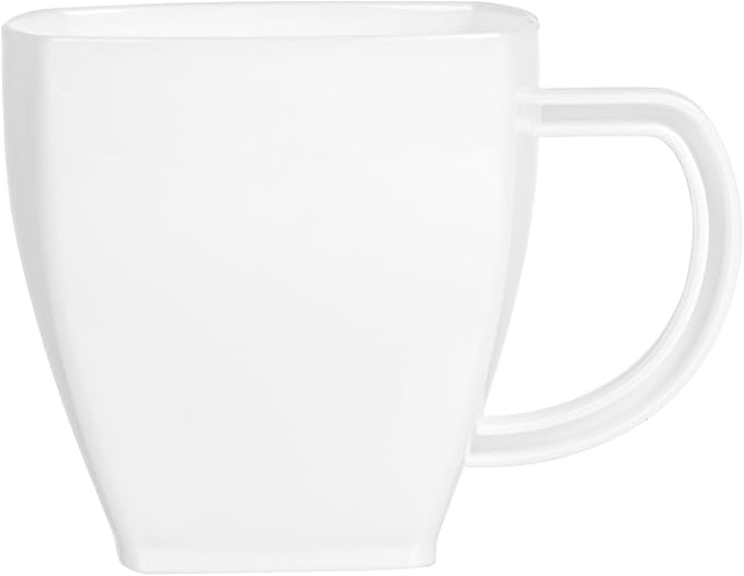 Restaurantware-5 Ounce Square Espresso Cups, 100 Disposable Plastic Coffee Cups - PS Plastic, With Handles, White Dessert Cup, For Catering Events, Parties, Weddings, And Cafes