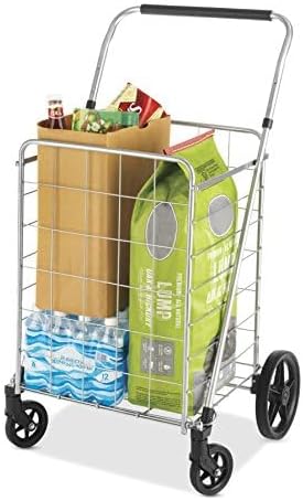 Whitmor Utility Cart with Adjustable Height Handle-Silver/Black