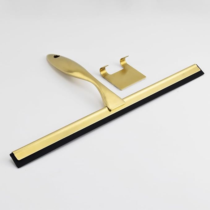 Stainless Steel Squeegee for Shower Doors, All-Purpose Shower Squeegee for Bathroom, Window and Car Glass, 14 Inches Brushed Gold