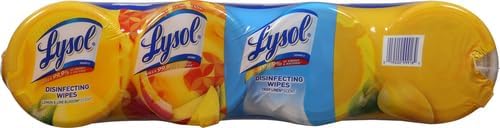 Lysol Disinfecting Wipes Bundle, Home Apartment Dorm Room Essentials and Cleaning Supplies, All Purpose Cleaner, Multi-surface Cleaning Wipes, Multi-Scent Sanitizing Wipes Bundle, 240 Count, Pack of 4
