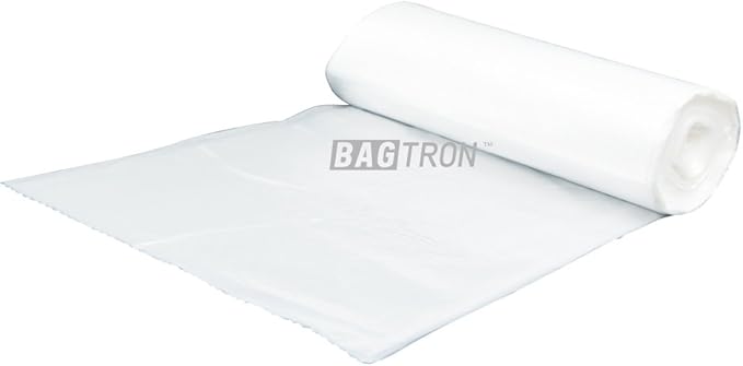 Bagtron 12-16 Gallon Trash Bags, 8 Micron High Density Garbage Can Liners Bulk, 24" x 33", Natural Clear, 1000 Count