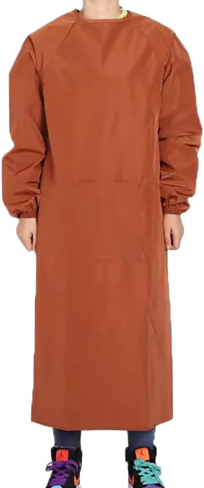 Adults Long Sleeve Cooking Kitchen Apron Waterproof Artist Drawing Apron