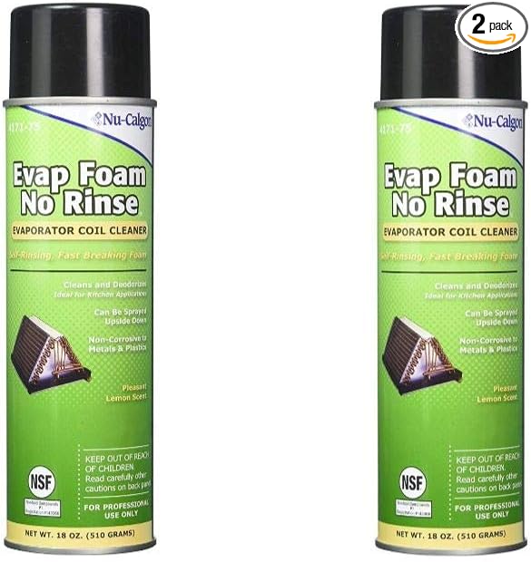 Nu-Calgon 4171-75 Evap Foam No Rinse Evaporator Coil Cleaner, 18 oz. (Pack 2)