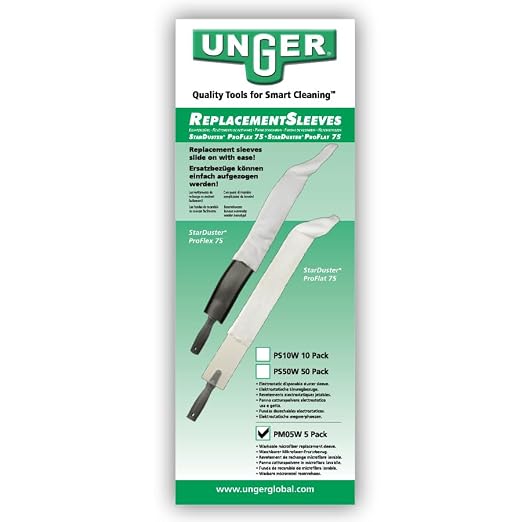 Unger PM05W StarDuster ProFlat/Flex Microfiber Sleeve, 29-1/2" Length (Bag of 5),White