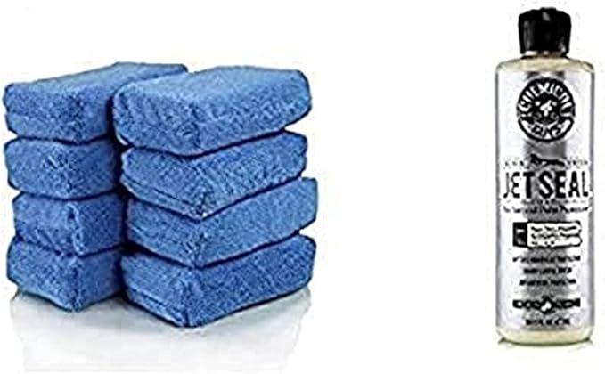 Chemical Guys MIC_292_08 Premium Grade Microfiber Applicators, Blue (Pack of 8) and Chemical Guys WAC_118_16 JetSeal Anti-Corrosion Sealant and Paint Protectant (16 oz) Bundle