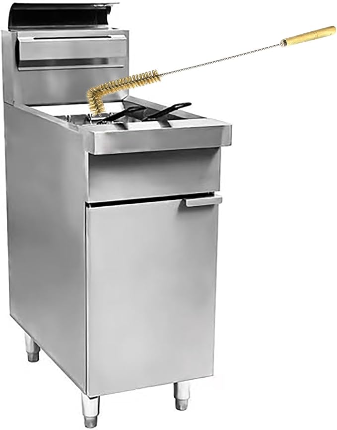 SUNRISE Fryer Brush with Long Handle (Brass, L and Double Brush)