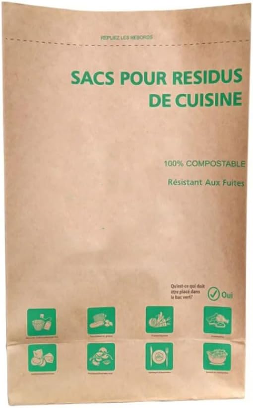 Kitchen Compostable Paper Bag Food Waste Bag Leak Resistant 300 Bags Organic Bag - axGear