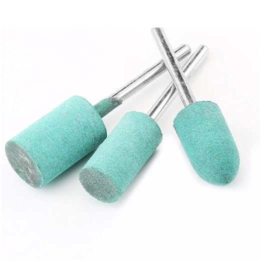 Oudtinx Polishing Accessories 100pcs Rubber Grinding Heads,3mm Shank Assorted Accessory, Mounted Point Wheel Head Kit for Dremel Polish Rotary Tools (Green)