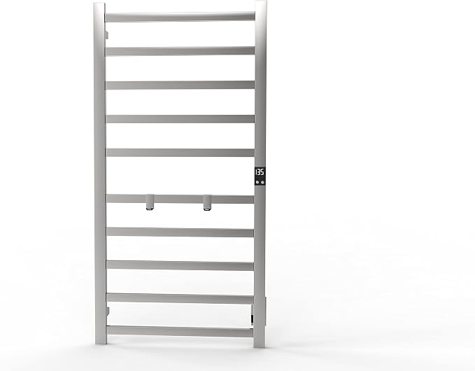 Topdattion Electric Towel Warmer | Super Thin | with Timer & Temperature Multi-Level Adjustments | Hardwired & Plug-in | 10 Bar Brushed Finish