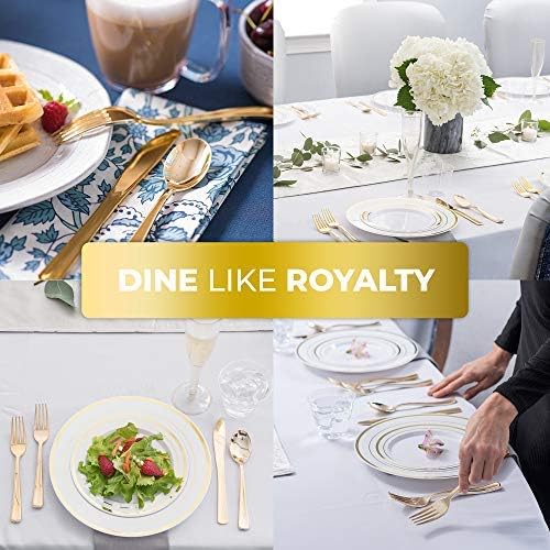 Gold Plastic Silverware Set (400-Pack) – Disposable Heavy Duty Cutlery, 134 Forks, 134 Knives, 134 Spoons for Parties, Weddings, Dinners & Holidays