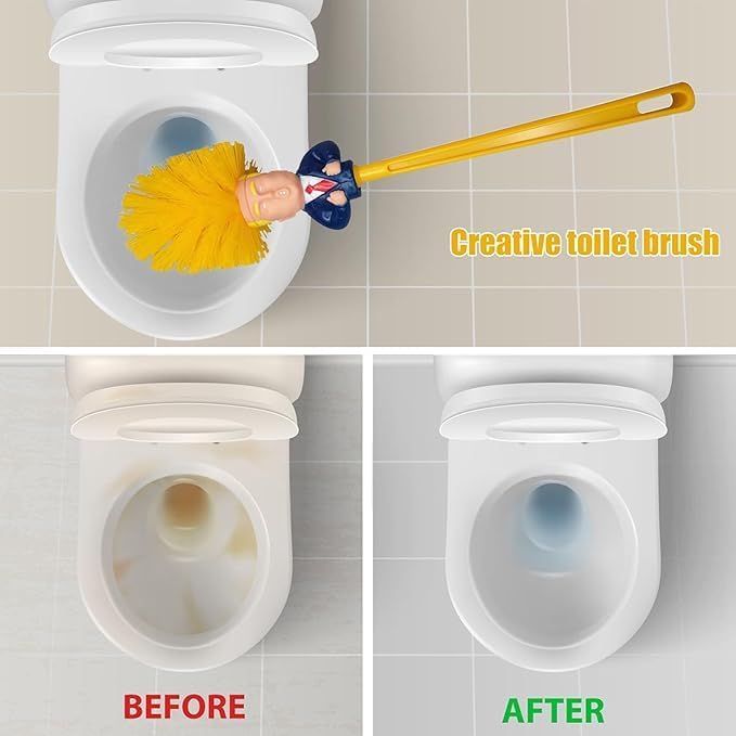 3 Set Trump Toilet Brush with Holder,Make Toilet Clean agin Trump Toilet Brush, Funny Toilet Brush,Gifts for Anti Trump