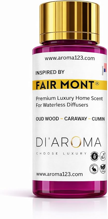 Di’Aroma Luxury Hotel Resort Collection Fairmont Hotel 60ml 2 Fl Oz - Fragrance Oil, Diffuser Oil for Waterless & Cold-Air Diffusers, Premium Air Freshener (2 Fl Oz, Fairmont Hotel)