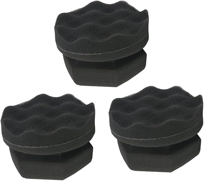 FAVOMOTO 9pcs Wave Pattern Car Waxing Sponge Handy Polishing Tool for Vehicle Wax Cleaning Detailing for Seats Dashboard Bumpers Black