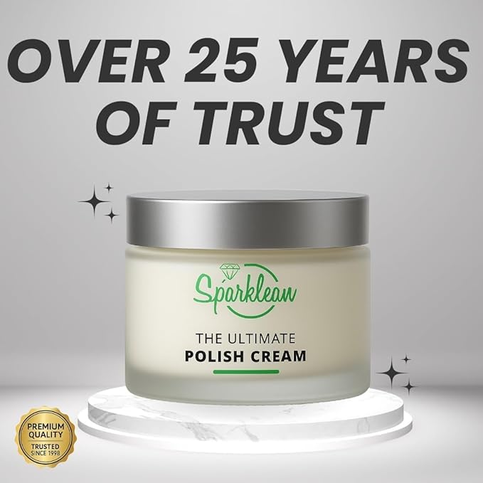 SPARKLEAN Jewelry & Watch Polishing Cream · Silver Polish + Tarnish Remover · Mirror Shine on Solid Gold, Sterling, Brass, Copper, Chrome, Stainless · Made in USA Since 2000 (2 oz)
