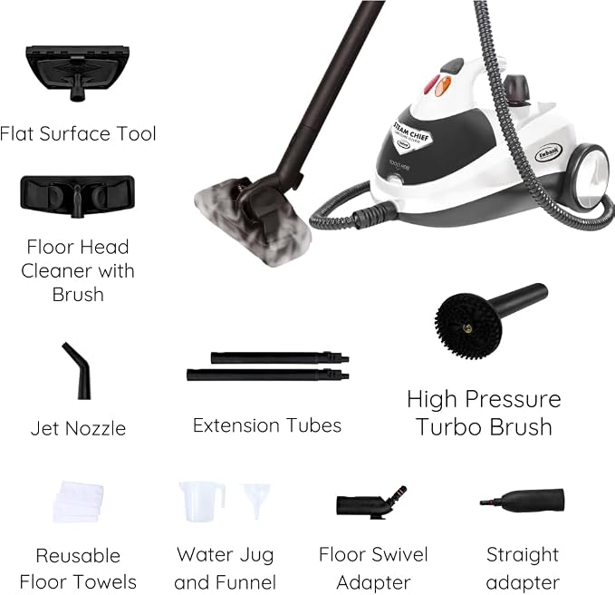 Ewbank 1800W Steam Cleaner, with attachments, Carpets, Tile, Floors, car, Upholstery, Bathroom, Kitchen, Windows, Grout