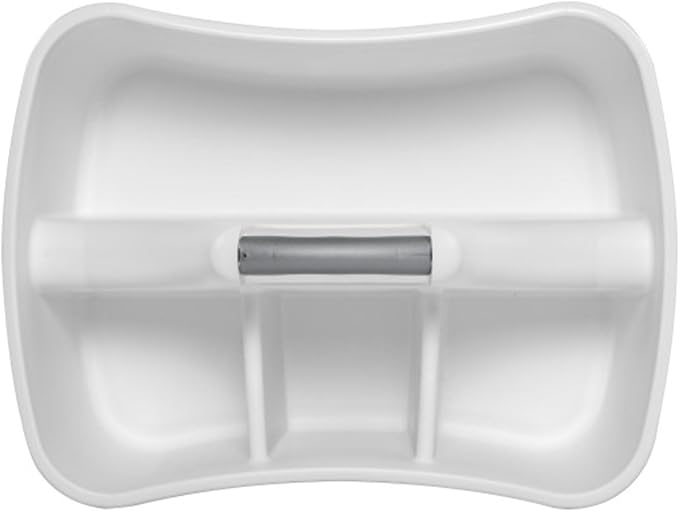 Sterilite Divided Ultra Caddy, Plastic, Portable Storage to Hold Bathroom and Cleaning Supplies, 4 Large Compartments and Handle, White, 18-Pack