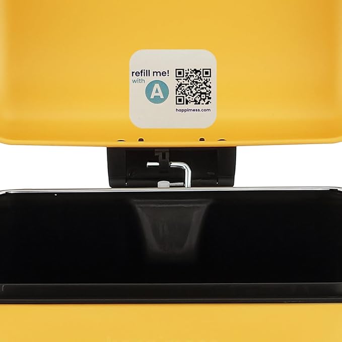 happimess HPM1007K Betty Retro 8-Gallon Step-Open Trash Can, Daffodil Yellow with Soft-Close Lid, Fingerprint Resistant, Modern, Minimalistic for Home, Kitchen, Laundry Room, Office, Bedroom, Bathroom