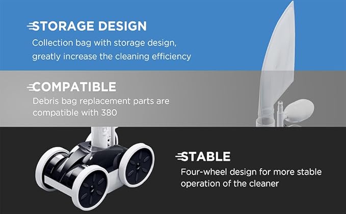 MAKHOON Upgrade Pool Pressure Side Sweeper with Feed Hose – Professional Pool Cleaner for Efficient Swimming Pool Cleaning, Stable 4-Wheel Structure Design