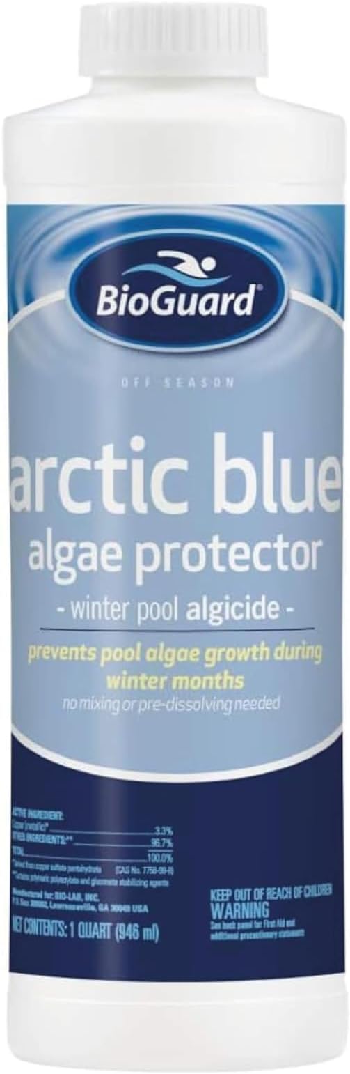 BioGuard Arctic Blue Algae Protector, 1 Quart, Single Pack | Winter Pool Algicide, Non-Staining, Prevents Pool Algae Growth on Winter Season