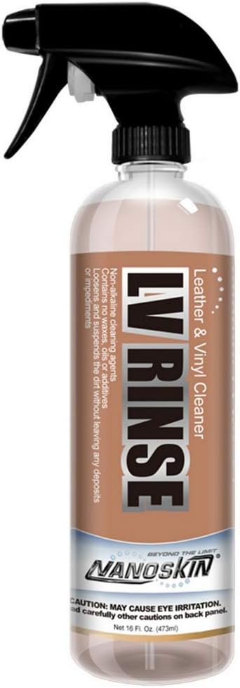 Nanoskin LV RINSE Professional Leather & Vinyl Cleaner 16 Oz - pH Balanced, Non-Alkaline, Residue-Free Cleaning | Contains No Waxes, Oils & Additives | Ideal for Natural, Synthetic, Pleather & More