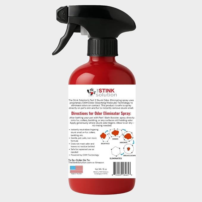 The Stink Solution Skunk Odor Eliminator for Dogs Natural Skunk Smell Remover Pet Safe Skunk Odor Remover, Skunk Deodorizer & Skunk Spray Neutralizer 16 oz Pomegranate Spray (PART 2)