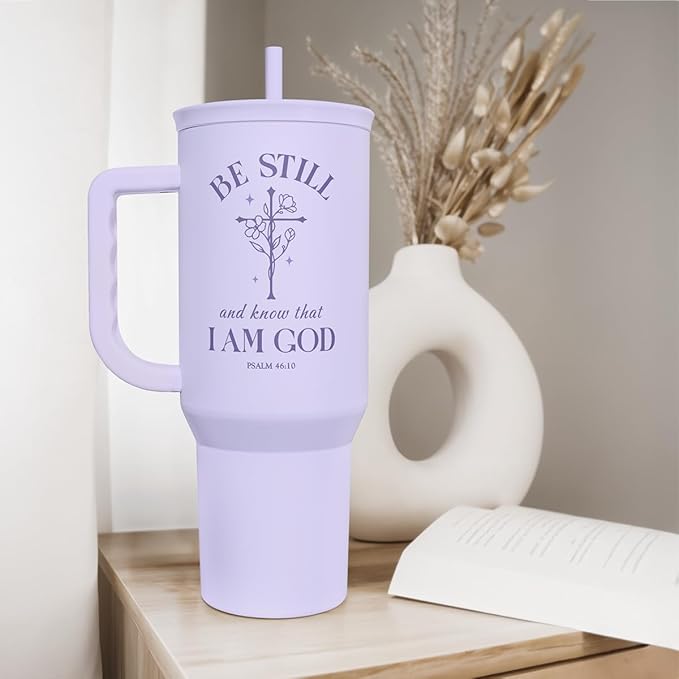 Christian Gift for Women – Insulated Stainless Steel Tumbler with Handle and Straw - Religious Inspirational Gifts for Birthday Christmas, 40oz