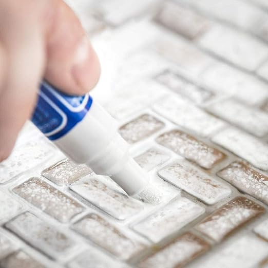 Grout Pen Tile Paint Marker: Beige 1 Pack and 2 Pack White with Extra Tips (Narrow, 5mm) - Waterproof Tile Grout Colorant Marker for Cleaner Looking Floors & Whitener Without Bleach
