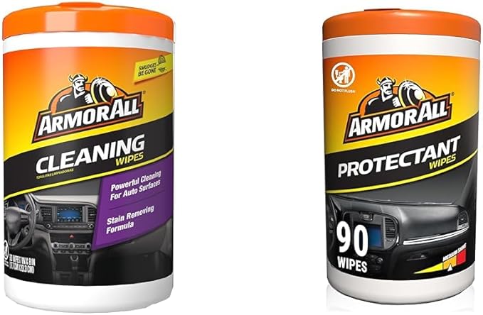 Armor All Car Cleaning Wipes for Car Interior and Exterior (90 Wipes Each) with Car Interior Protectant Wipes (90 Count Canister)