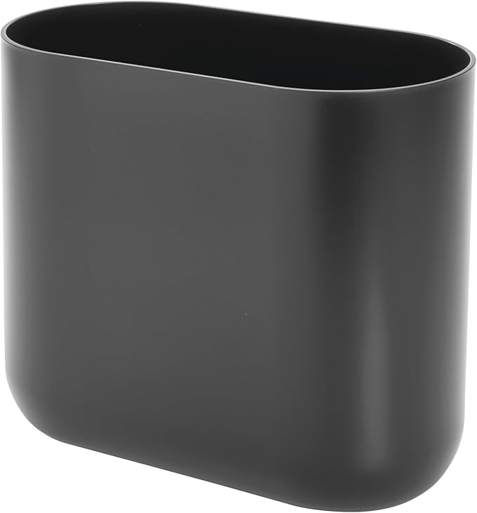 iDesign Small Slim Plastic Bathroom Trash Can, Garbage Can for Bedroom, Office, Desk, Dorm, 2-Pack, Gray