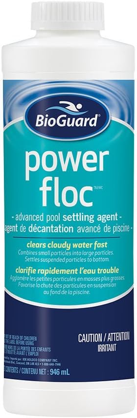 BioGuard PowerFloc Advanced Pool Settling Agent, 1 Quart, Single Pack | Clears Cloudy Water Fast, Effective Pool Water Enhancer, Makes Water Clear and Sparkling