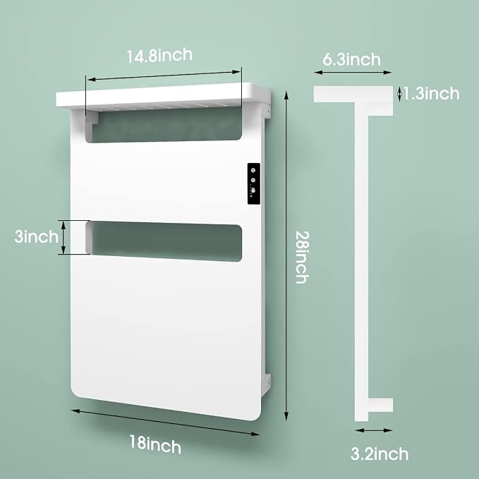 Towel Warmer with Timer for Bathroom, Towel Warmer Rack with Top Shelf, Heated Towel Rack Wall Mounted, Electric Towel Warmer, Towel Heater, Bath Towel Dryer, Hardwired or Plug-in - 28x18 inch